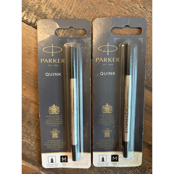 Parker Quink Rollerball Pen Refills Black Medium Point New Sealed 2 Packs - Picture 1 of 5